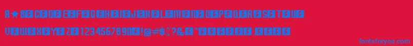 フォントTerminallyChisseled – 赤い背景に青い文字