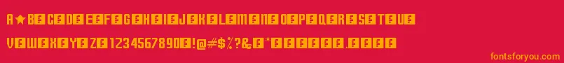 TerminallyChisseled-Schriftart – Orangefarbene Schriften auf rotem Hintergrund