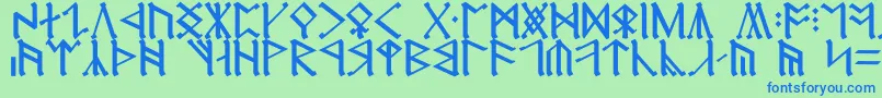 CirthErebor-Schriftart – Blaue Schriften auf grünem Hintergrund