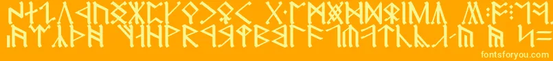 CirthErebor-Schriftart – Gelbe Schriften auf orangefarbenem Hintergrund