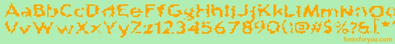 DamnTheMan-Schriftart – Orangefarbene Schriften auf grünem Hintergrund