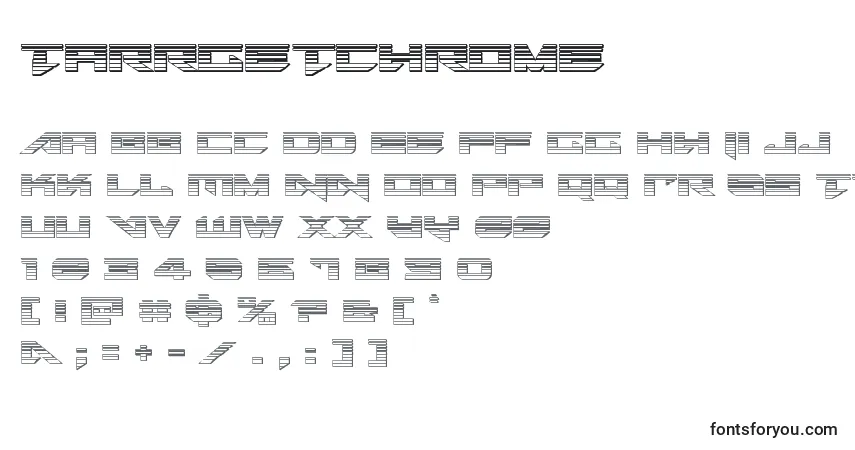 Schriftart Tarrgetchrome – Alphabet, Zahlen, spezielle Symbole