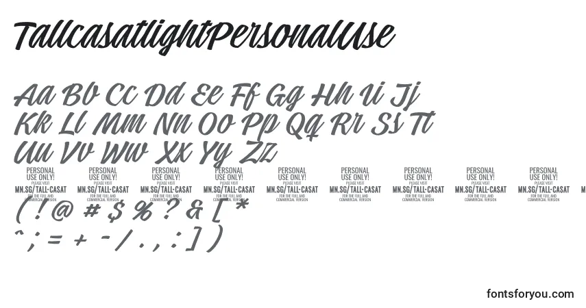 A fonte TallcasatlightPersonalUse – alfabeto, números, caracteres especiais