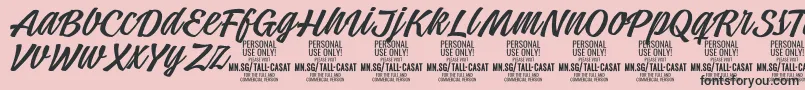 TallcasatlightPersonalUse-fontti – mustat fontit vaaleanpunaisella taustalla