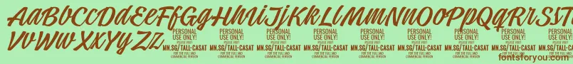 Шрифт TallcasatlightPersonalUse – коричневые шрифты на зелёном фоне