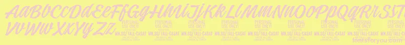 TallcasatlightPersonalUse Font – Pink Fonts on Yellow Background