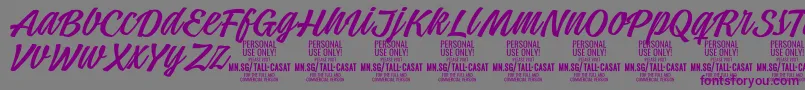 Шрифт TallcasatlightPersonalUse – фиолетовые шрифты на сером фоне