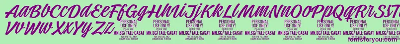 TallcasatlightPersonalUse Font – Purple Fonts on Green Background