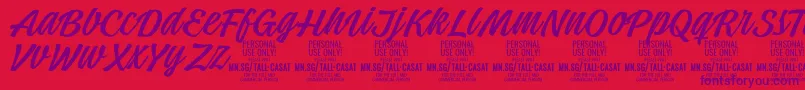 フォントTallcasatlightPersonalUse – 赤い背景に紫のフォント