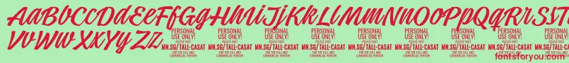 TallcasatlightPersonalUse Font – Red Fonts on Green Background