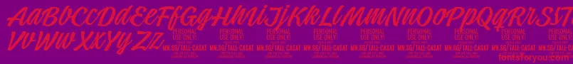 TallcasatlightPersonalUse Font – Red Fonts on Purple Background