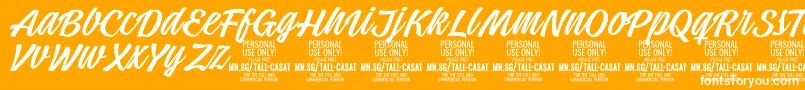 Więcej informacji o czcionce TallcasatlightPersonalUse Czcionka TallcasatlightPersonalUse – białe czcionki na pomarańczowym tle