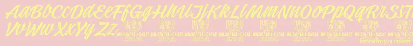 TallcasatlightPersonalUse-fontti – keltaiset fontit vaaleanpunaisella taustalla