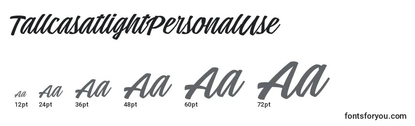 TallcasatlightPersonalUse Font Sizes