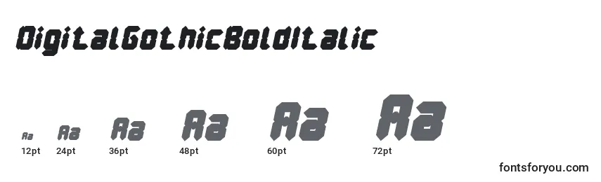 Größen der Schriftart DigitalGothicBoldItalic