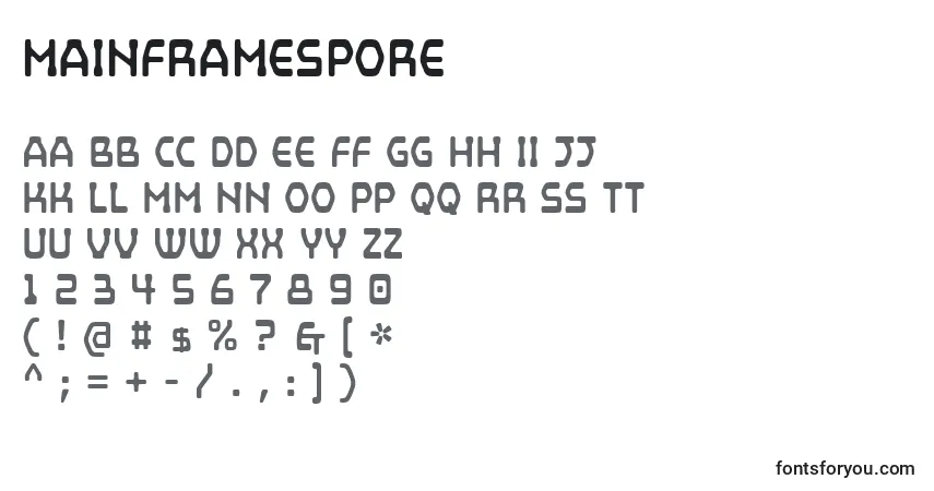MainframeSpore-fontti – aakkoset, numerot, erikoismerkit