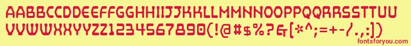 MainframeSpore-Schriftart – Rote Schriften auf gelbem Hintergrund