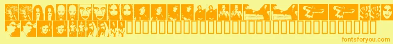 Fonte TheBeautifulPeople – fontes laranjas em um fundo amarelo