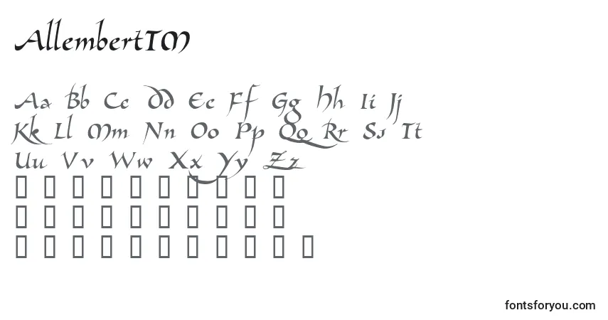 Schriftart AllembertTM – Alphabet, Zahlen, spezielle Symbole