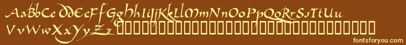 AllembertTM-fontti – keltaiset fontit ruskealla taustalla