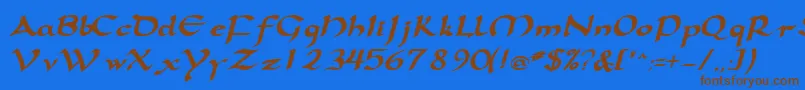 SamovarsskBoldItalic Font – Brown Fonts on Blue Background