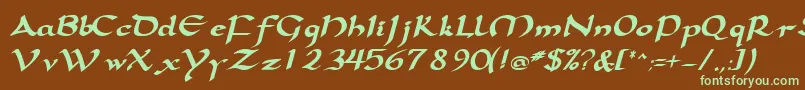 SamovarsskBoldItalic Font – Green Fonts on Brown Background