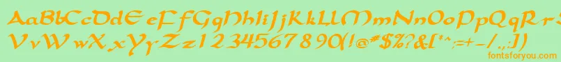 SamovarsskBoldItalic Font – Orange Fonts on Green Background