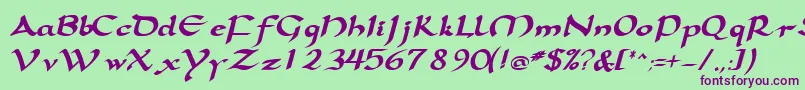SamovarsskBoldItalic Font – Purple Fonts on Green Background