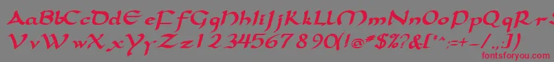 SamovarsskBoldItalic Font – Red Fonts on Gray Background