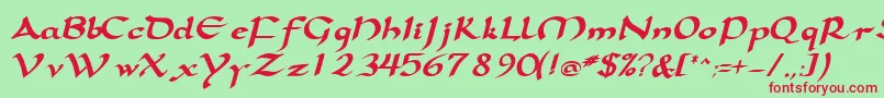 SamovarsskBoldItalic Font – Red Fonts on Green Background