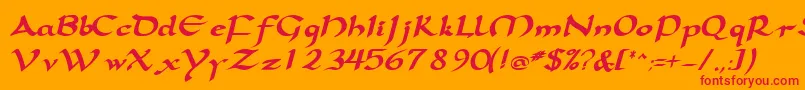 SamovarsskBoldItalic Font – Red Fonts on Orange Background
