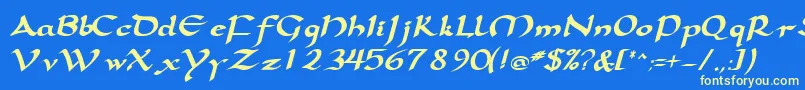 SamovarsskBoldItalic Font – Yellow Fonts on Blue Background