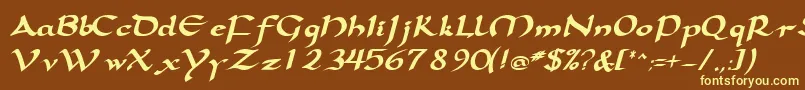 SamovarsskBoldItalic Font – Yellow Fonts on Brown Background