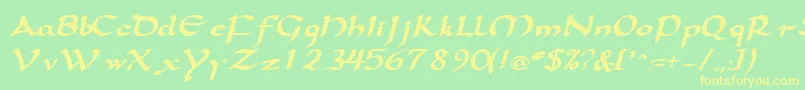 SamovarsskBoldItalic Font – Yellow Fonts on Green Background
