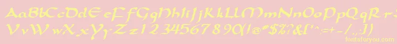 SamovarsskBoldItalic Font – Yellow Fonts on Pink Background