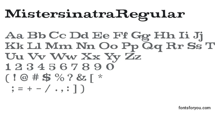 Schriftart MistersinatraRegular – Alphabet, Zahlen, spezielle Symbole