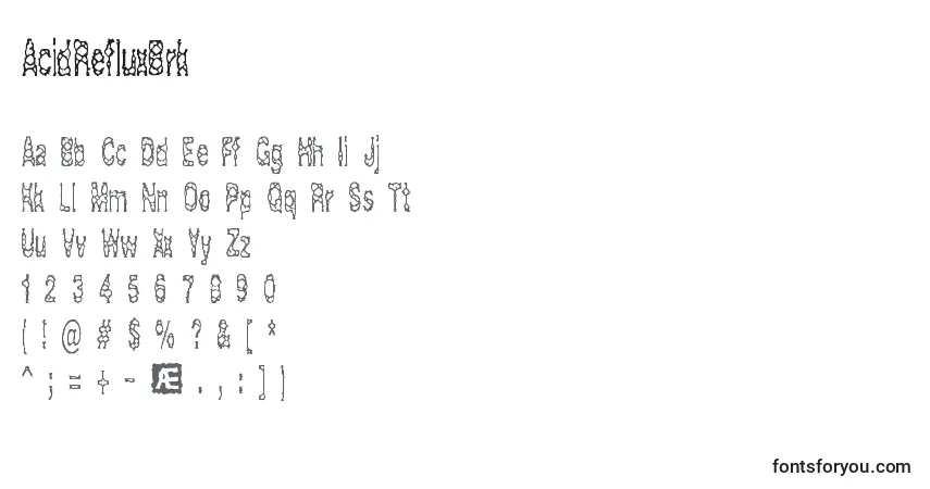 A fonte AcidRefluxBrk – alfabeto, números, caracteres especiais