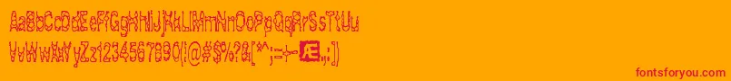 AcidRefluxBrk-Schriftart – Rote Schriften auf orangefarbenem Hintergrund