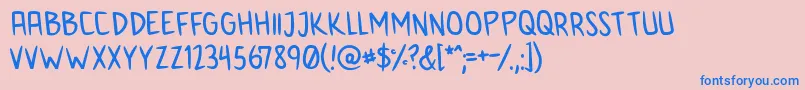 AnimeInept-fontti – siniset fontit vaaleanpunaisella taustalla