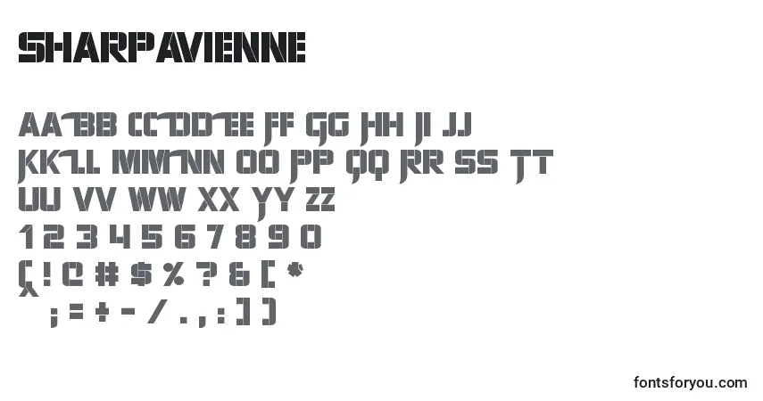 SharpAvienne Font – alphabet, numbers, special characters