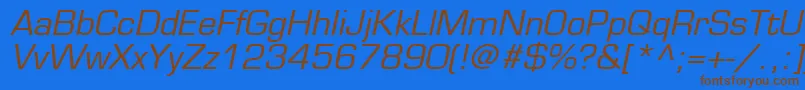 EurostileLtOblique Font – Brown Fonts on Blue Background