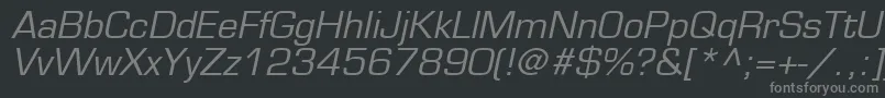 フォントEurostileLtOblique – 黒い背景に灰色の文字