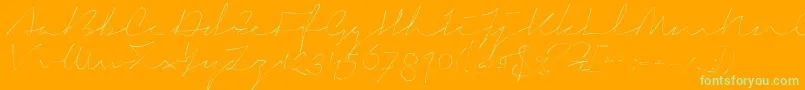 SignericaThin-Schriftart – Grüne Schriften auf orangefarbenem Hintergrund