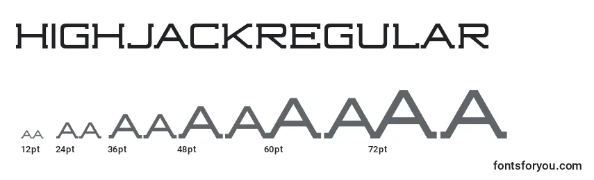 Размеры шрифта HighjackRegular