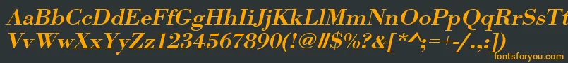 UrwbodonitmedextwidOblique Font – Orange Fonts on Black Background