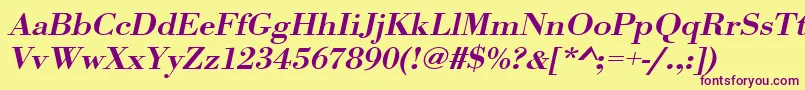 UrwbodonitmedextwidOblique Font – Purple Fonts on Yellow Background