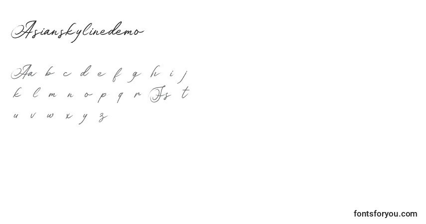 Шрифт Asianskylinedemo – алфавит, цифры, специальные символы