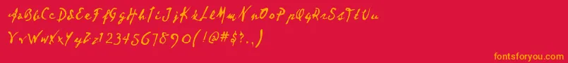 Dear-fontti – oranssit fontit punaisella taustalla