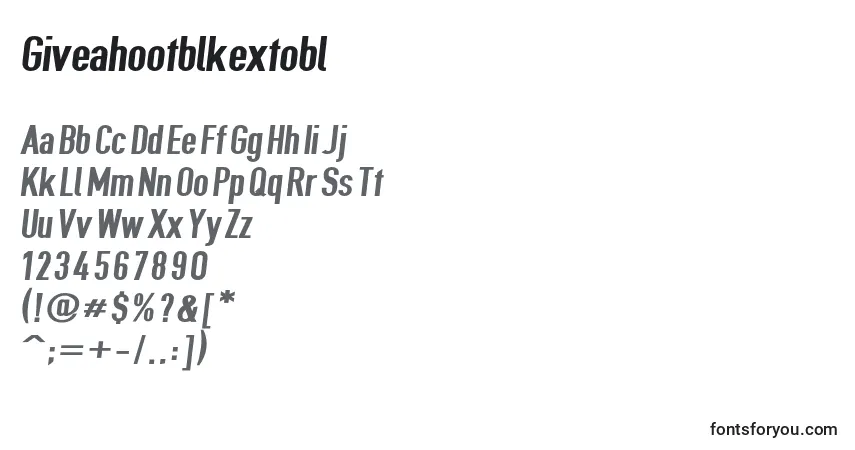 A fonte Giveahootblkextobl – alfabeto, números, caracteres especiais