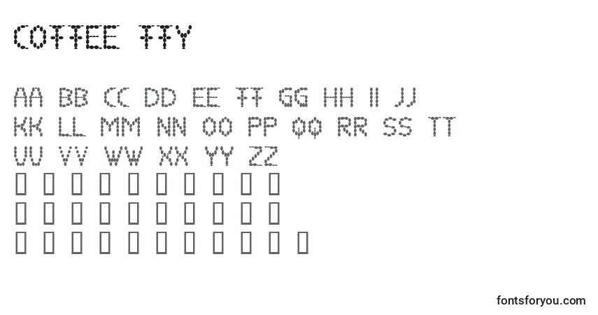 A fonte Coffee ffy – alfabeto, números, caracteres especiais
